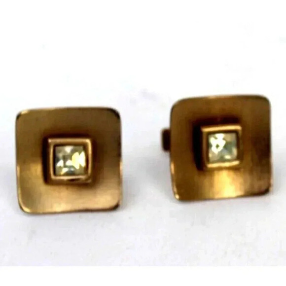 Vintage Gold Frame Retro Art Deco MCM COCKTAIL Men's Cuff Links - Picture 2 of 3